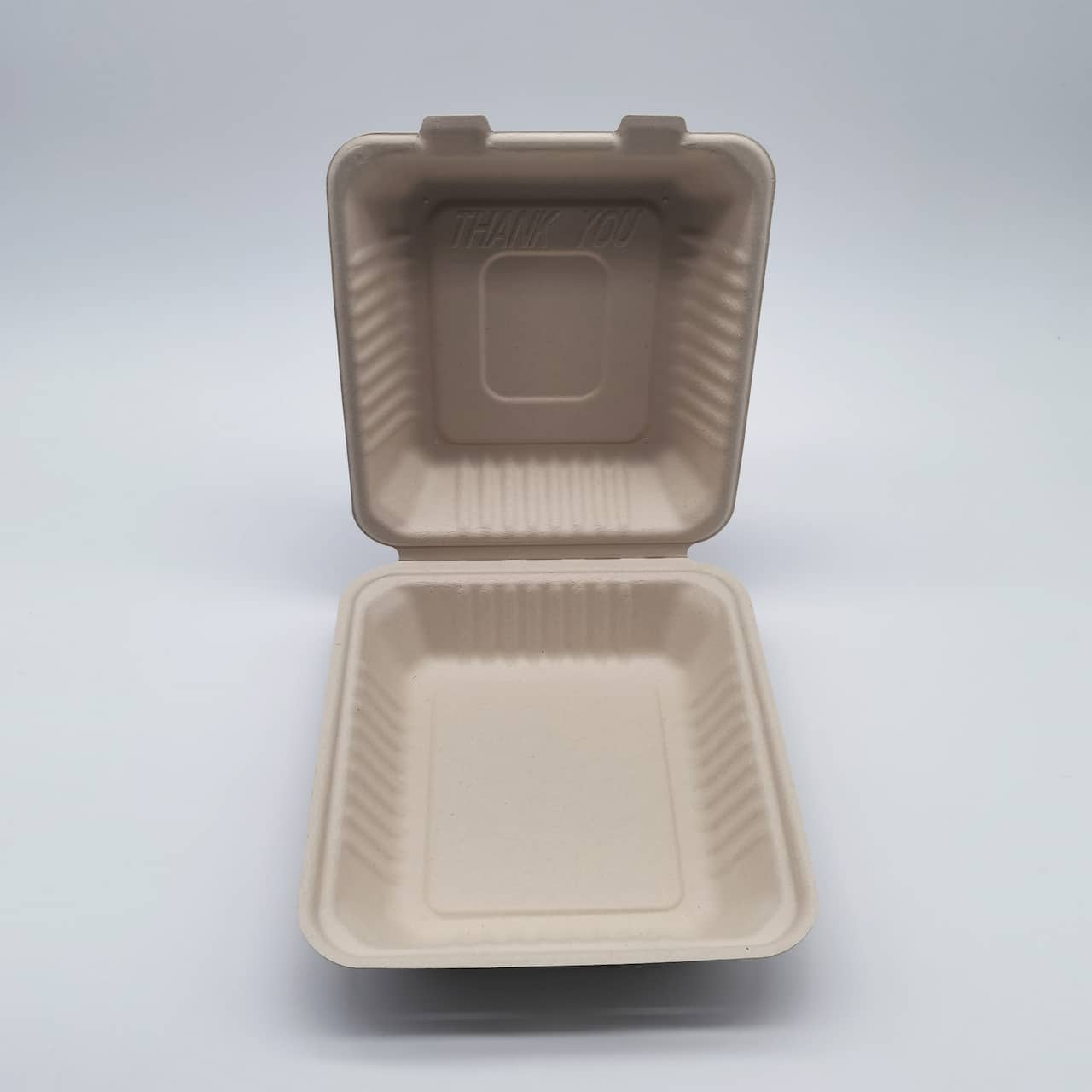 9" Natural Beige Single-Compartment Hinged Compostable Take Out Containers, 200ct.